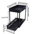 Under Sink Organizer Storage with Hooks 2-Tier Sliding Cabinet Basket Organizer Pull Out Sliding Drawer for Bathroom Kitchen