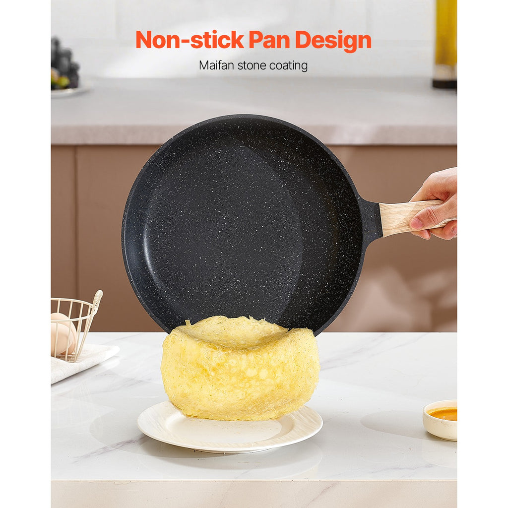 17 Pieces Kitchen Pots & Pans Set Granite Nonstick Cookware Set with Lids