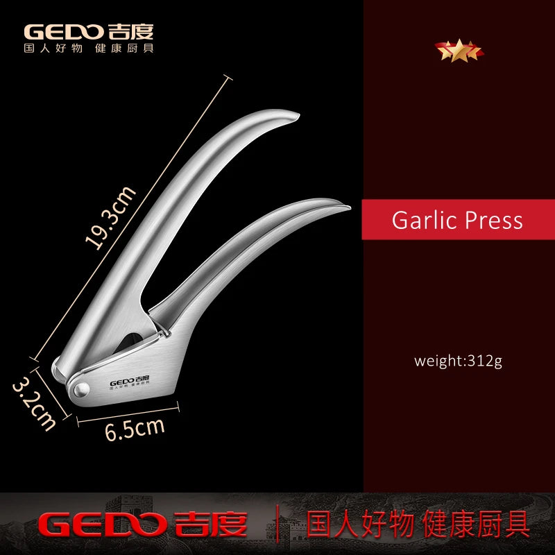 Ultra Thick Pure 304 Stainless Steel Kitchen Garlic Press LFGB Certificated Garlic Masher Durable Ginger Grinder for Barbecue