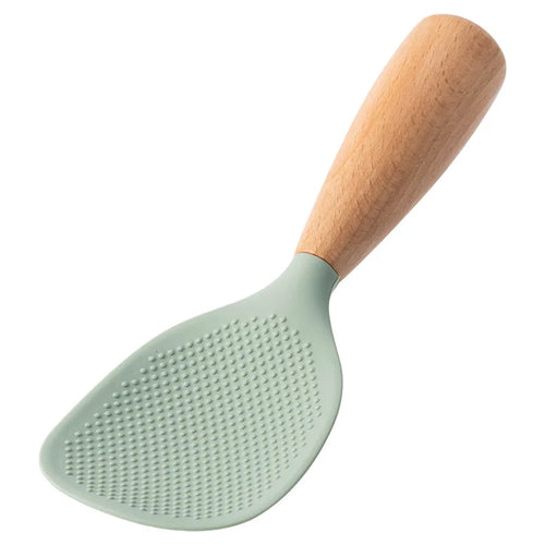 5Pcs Green Non-Stick Silicone Wooden Handle Kitchen Utensils Kitchen Utensils Silicone Cooking Spatula Baking Storage Tool