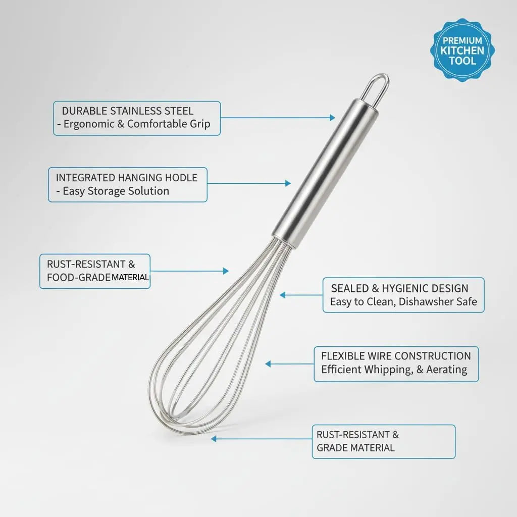 Whisks for Cooking,Wisking Tool,Metal Whisk Set for Non-Stick Cookware,Balloon Egg Beater,Whisking,Beating,Frothing and Stirring
