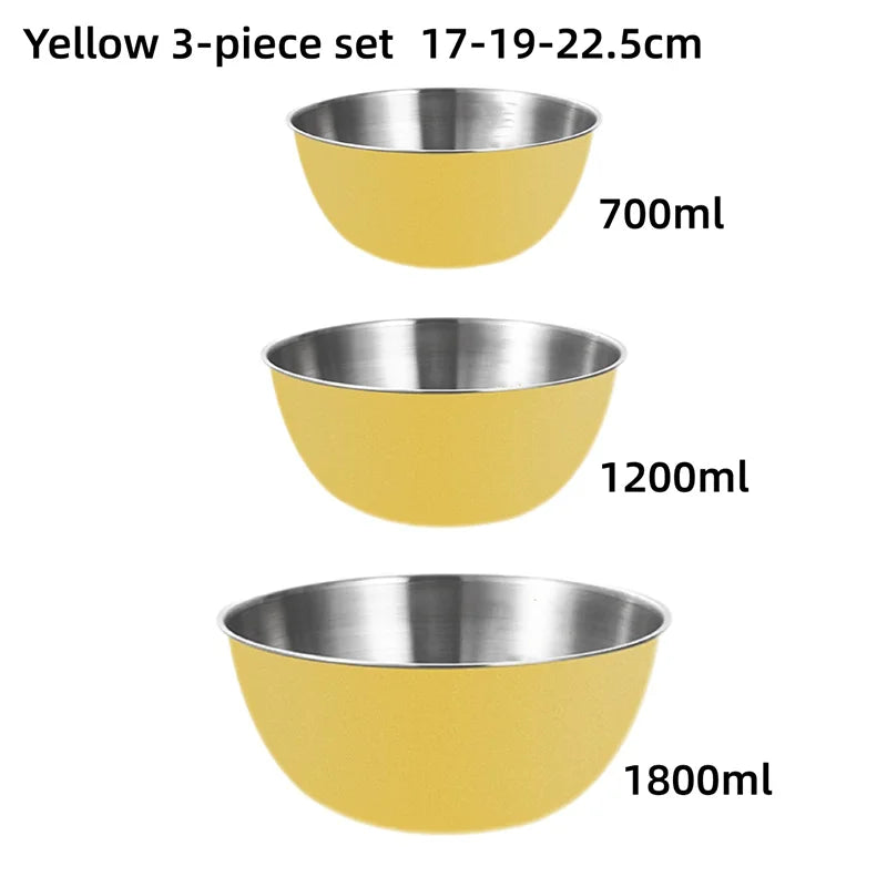 3PCS Stainless Steel Mixing Bowl Set - Kitchen Essentials with Measurement Marks Durable Kitchen Baking Cooking Salad Bowls Set
