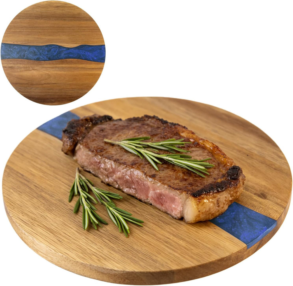 Resin Charcuterie Board and Blue Acacia Wood Cutting Boards Are Suitable for Use in Kitchens, Living Rooms, and Dining Rooms as Cutting Boards (Blue)
