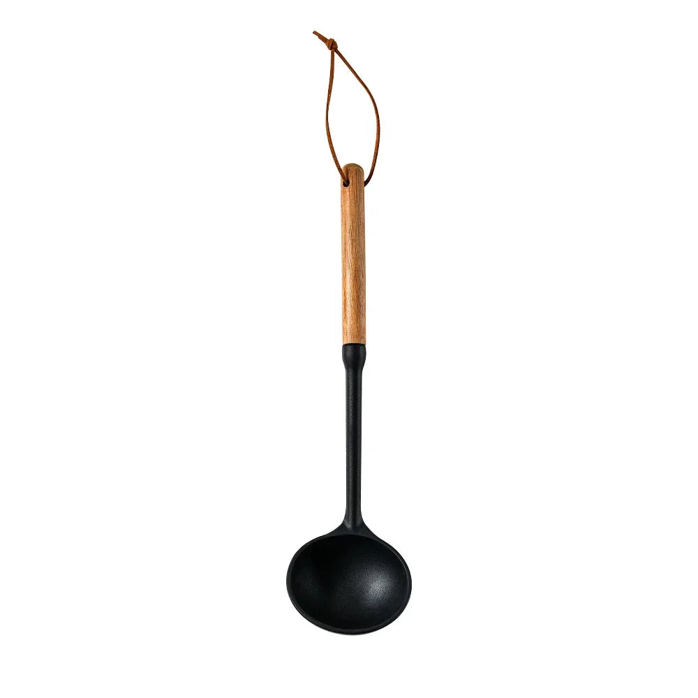 7Pcs Black Silicone Wooden Handle Cooking Tool Non-Stick Kitchen Utensils Silicone Spatula Baking Kitchen Utensils Tool
