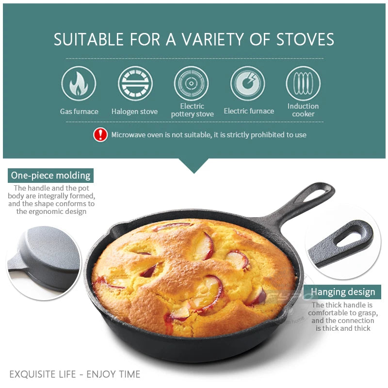 Cast Iron Frying Pan,14/16/20Cm Non-Stick Skillet Kitchen Fry Pot Breakfast Pan Omelette Pancake Pot Induction Cooking Cookware