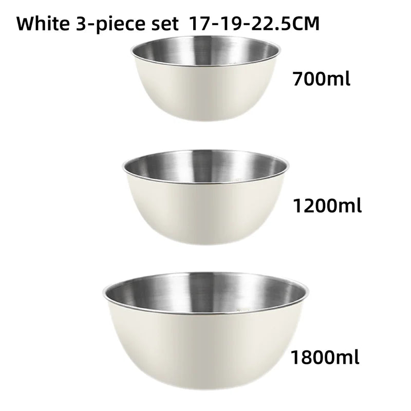 3PCS Stainless Steel Mixing Bowl Set - Kitchen Essentials with Measurement Marks Durable Kitchen Baking Cooking Salad Bowls Set