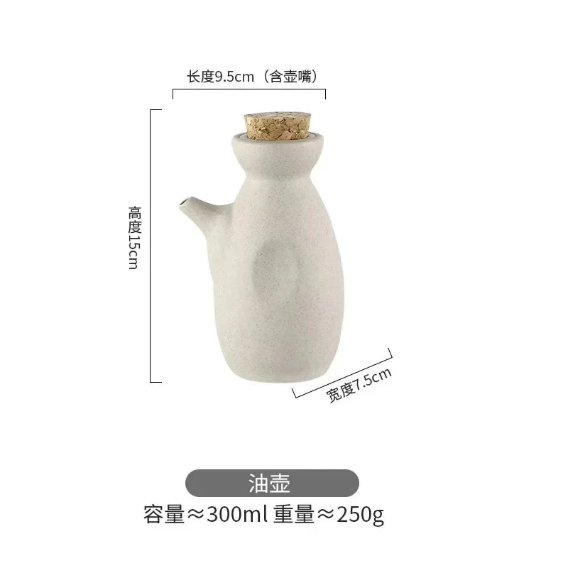 NEW Ceramic Retro Seasoning Jar Pepper Storage Bottle round Ceramic Seasoning Jar with Wooden Lid Salt Pepper Kitchen Tool