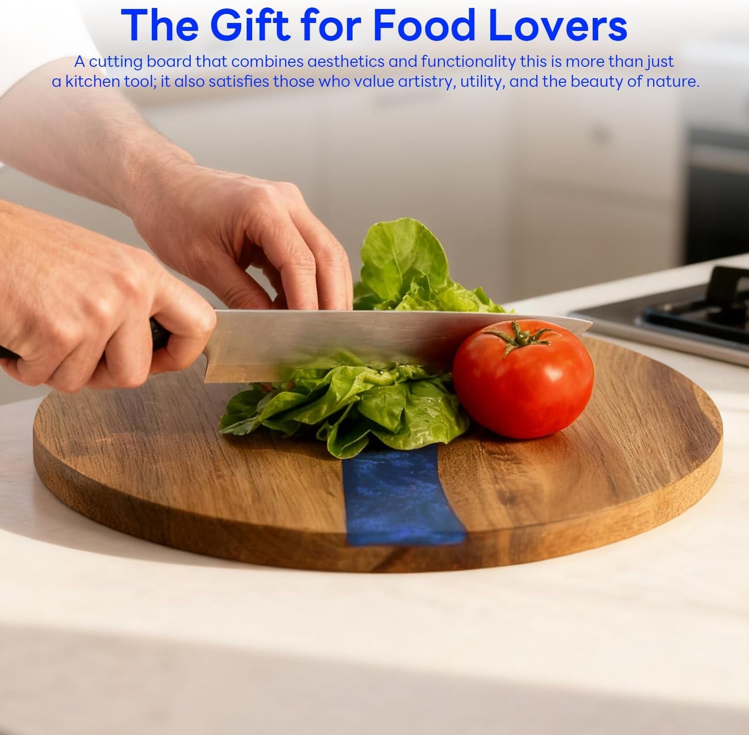 Resin Charcuterie Board and Blue Acacia Wood Cutting Boards Are Suitable for Use in Kitchens, Living Rooms, and Dining Rooms as Cutting Boards (Blue)