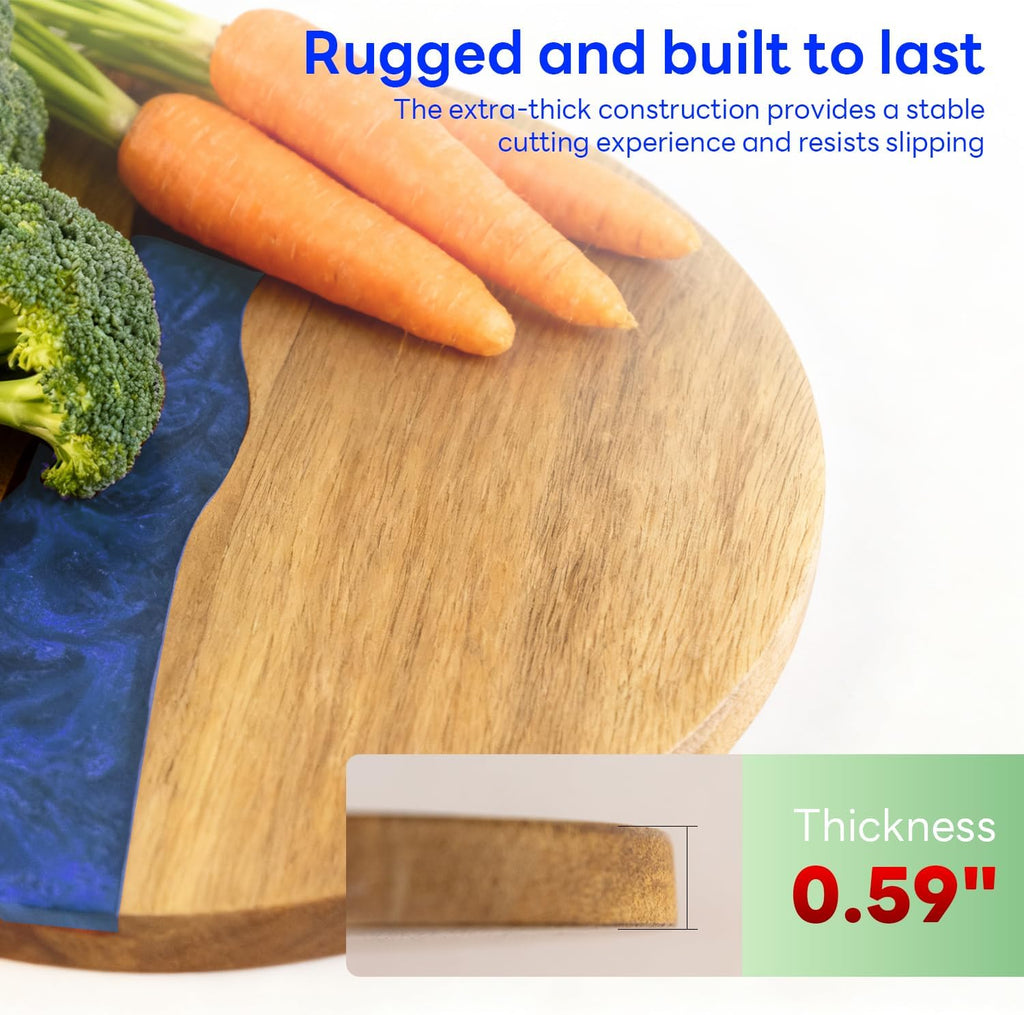 Resin Charcuterie Board and Blue Acacia Wood Cutting Boards Are Suitable for Use in Kitchens, Living Rooms, and Dining Rooms as Cutting Boards (Blue)