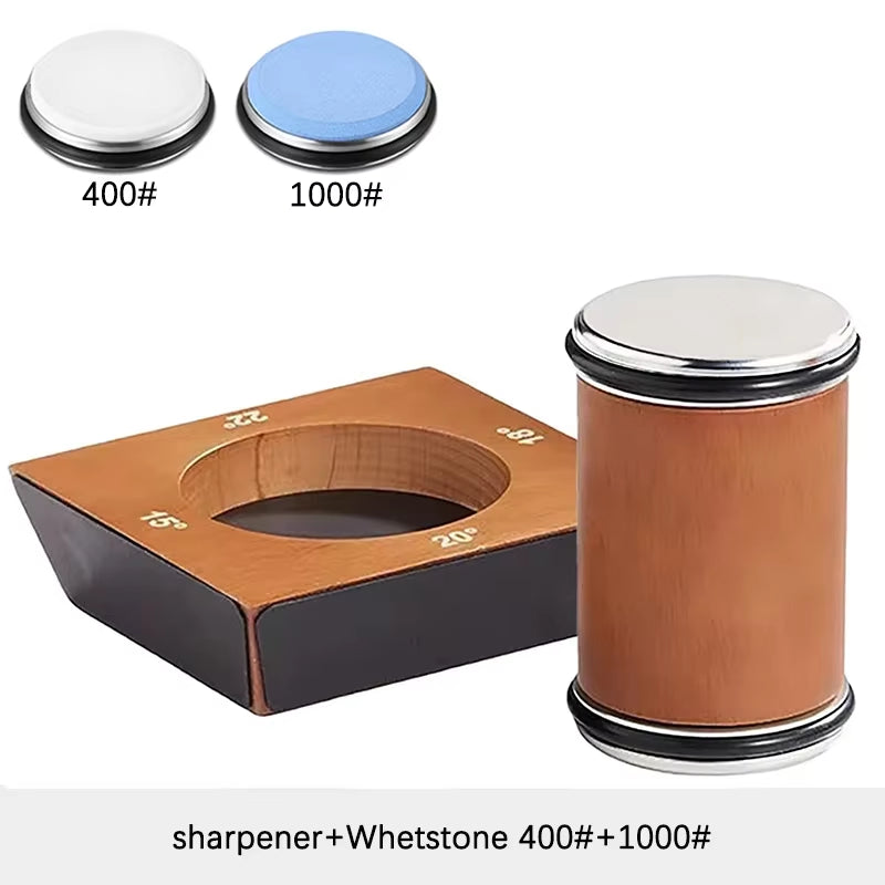 New Wooden【4 Angle】Rolling Knife Sharpener Kit for Straight Edge Roller Knife Sharpening with Industry Diamonds Chef Knife Set
