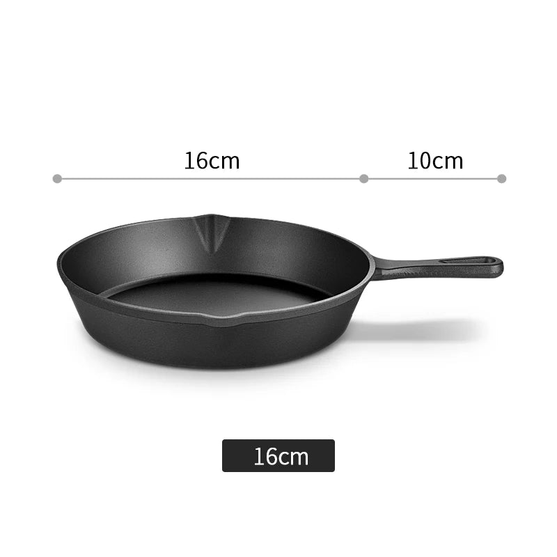 Cast Iron Frying Pan,14/16/20Cm Non-Stick Skillet Kitchen Fry Pot Breakfast Pan Omelette Pancake Pot Induction Cooking Cookware
