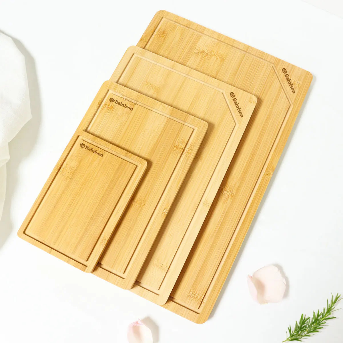 Bainison Bamboo Cutting Board-Camp Kitchen Essentials with Non-Slip Feet,Waterproof Outdoor Chopping Mat for RV Camping & Homev
