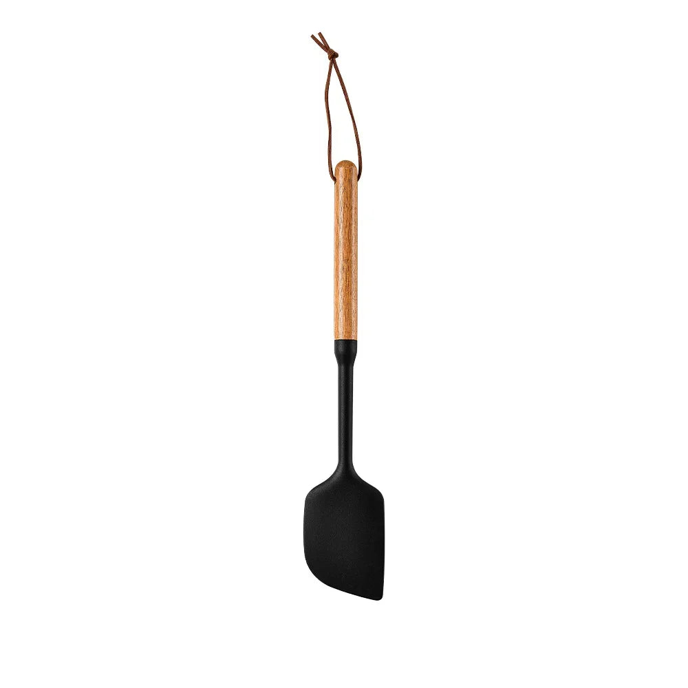 7Pcs Black Silicone Wooden Handle Cooking Tool Non-Stick Kitchen Utensils Silicone Spatula Baking Kitchen Utensils Tool