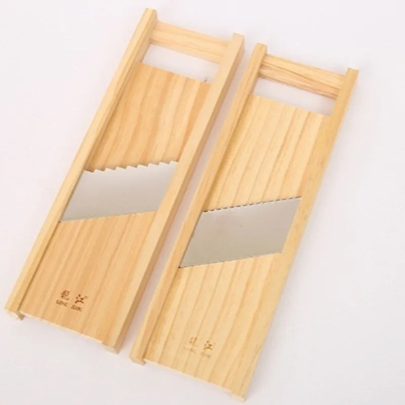 Wooden Kitchen Slicer Adjustable Stainless Steel Blade Multifunctional Universal Slicer Household Vegetable Cutter Kitchen Tools