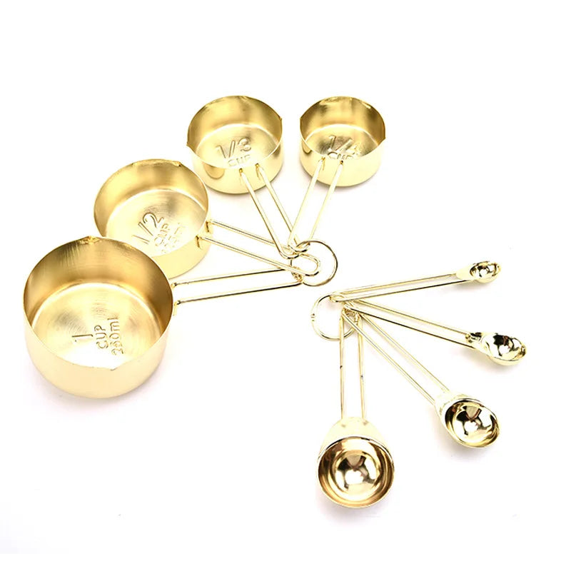 8PCS Stainless Steel Measuring Spoons Set Rose Gold Measuring Cups Kitchen Accessories Baking Tea Coffee Spoon Measuring Tools