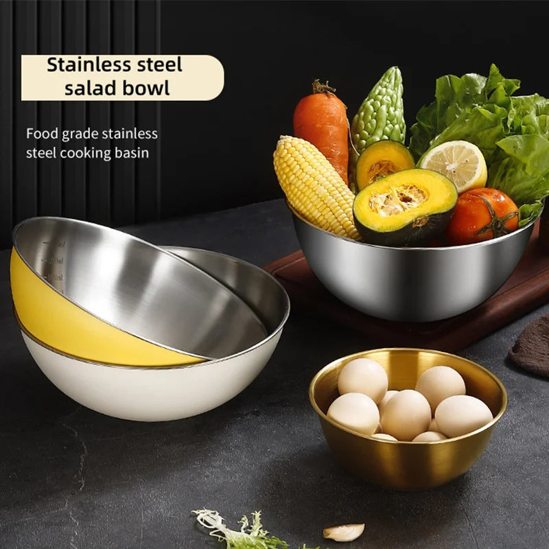 3PCS Stainless Steel Mixing Bowl Set - Kitchen Essentials with Measurement Marks Durable Kitchen Baking Cooking Salad Bowls Set