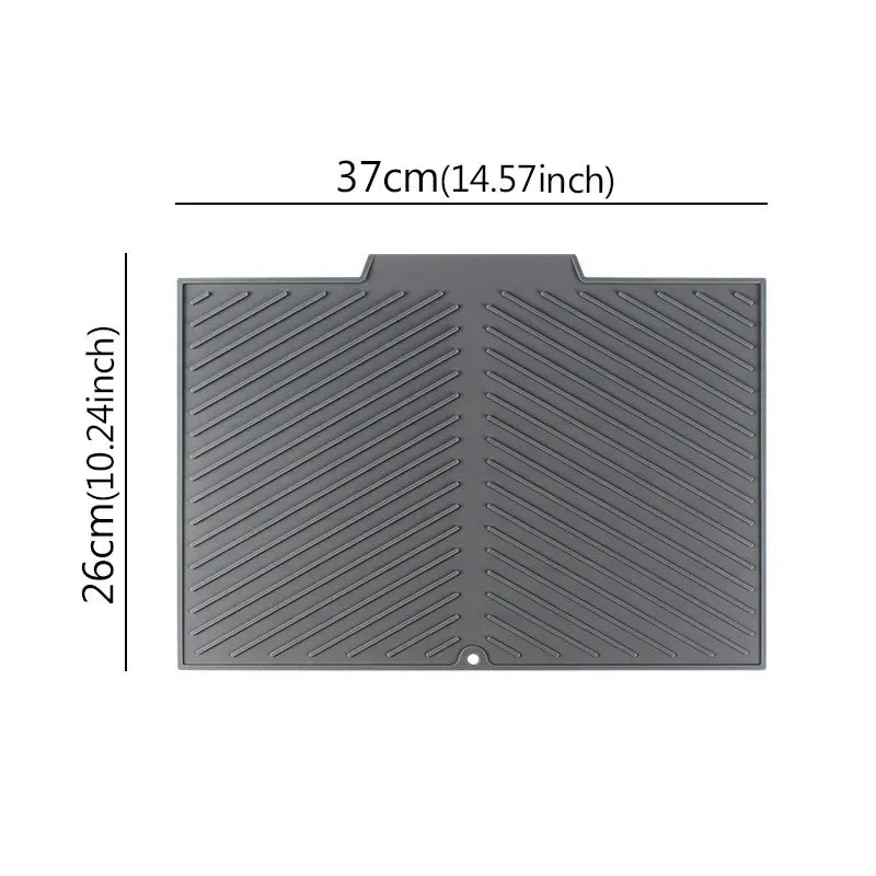 S/L Silicone Draining Board Mat, Dish Drying Pad, Folding Heat Resistant Rectangle Eco-Friendly Drainer for Kitchen Pot Cup