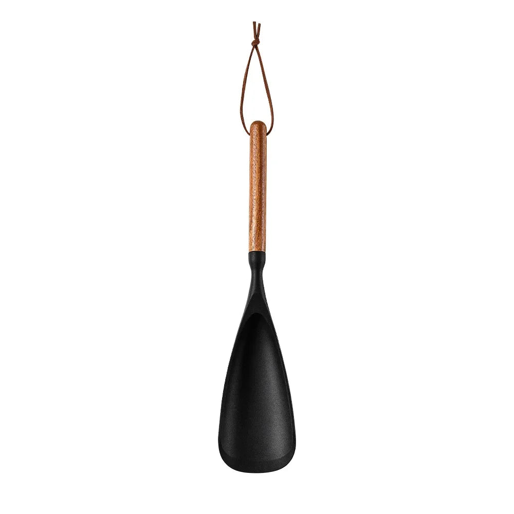 7Pcs Black Silicone Wooden Handle Cooking Tool Non-Stick Kitchen Utensils Silicone Spatula Baking Kitchen Utensils Tool