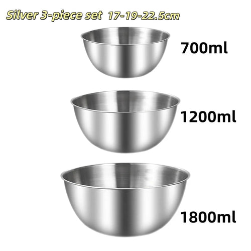 3PCS Stainless Steel Mixing Bowl Set - Kitchen Essentials with Measurement Marks Durable Kitchen Baking Cooking Salad Bowls Set