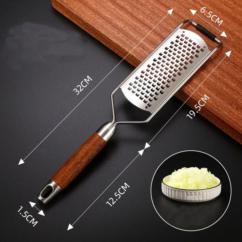 Cheese Grater Food Slicer Stainless Steel Wooden Handheld Multifunction Tools Vegetable Grater Garlic Grinder