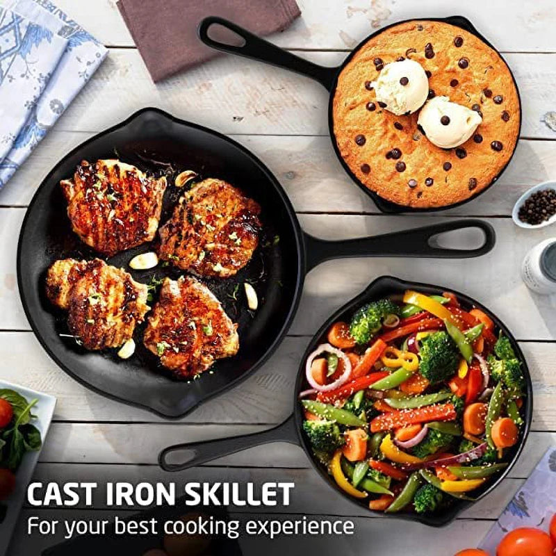 Cast Iron Frying Pan,14/16/20Cm Non-Stick Skillet Kitchen Fry Pot Breakfast Pan Omelette Pancake Pot Induction Cooking Cookware