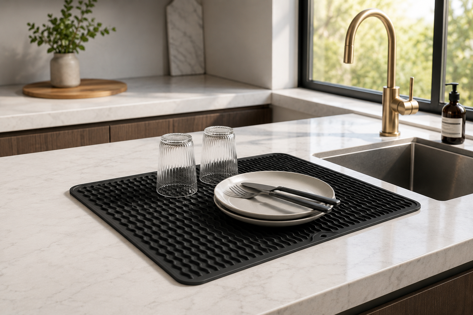 Foldable Silicone Dish Drying Mat – 50 × 40cm Kitchen Sink Drying Mat, Roll-Up Dish Rack, Heat Resistant Countertop Mat, Non-Slip Sink Mat, Trivet, Kitchen Drying Rack – Wholesale