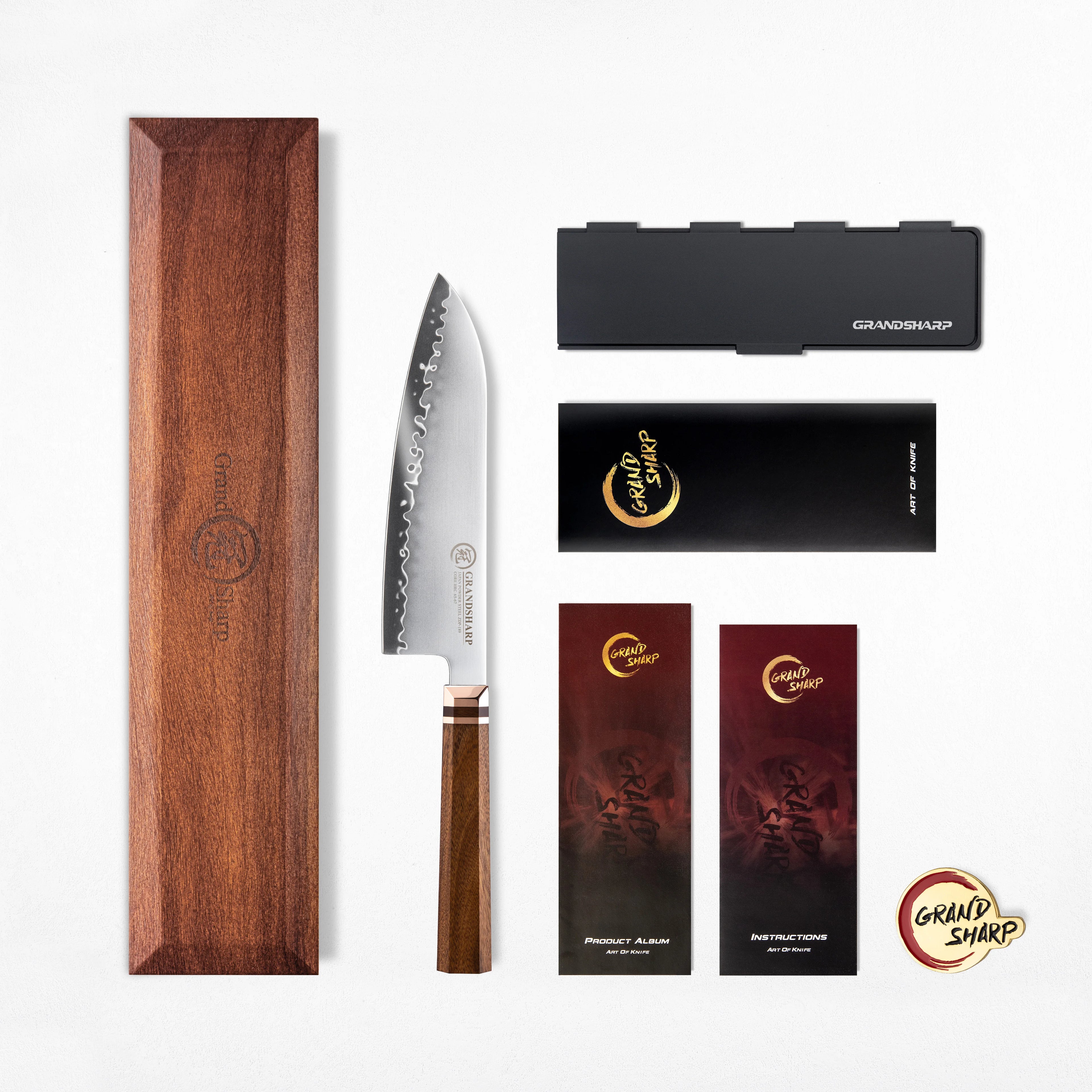 1-5Pcs Kitchen Knife Set ZDP-189 Steel Core 3 Layer Composite Africa Mkuruti Wood&Brass Handle 1-5Pcs Knife Set