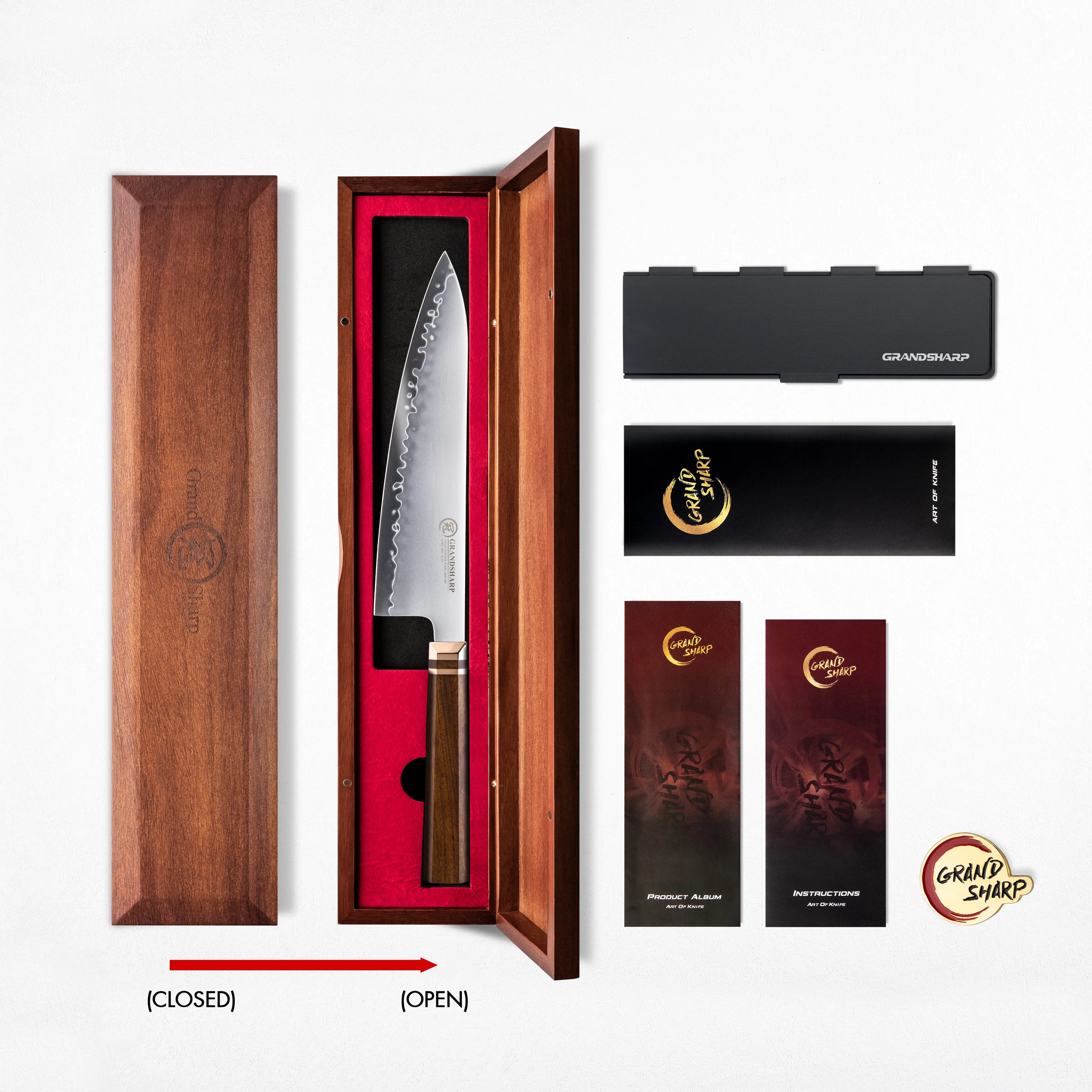 1-5Pcs Kitchen Knife Set ZDP-189 Steel Core 3 Layer Composite Africa Mkuruti Wood&Brass Handle 1-5Pcs Knife Set