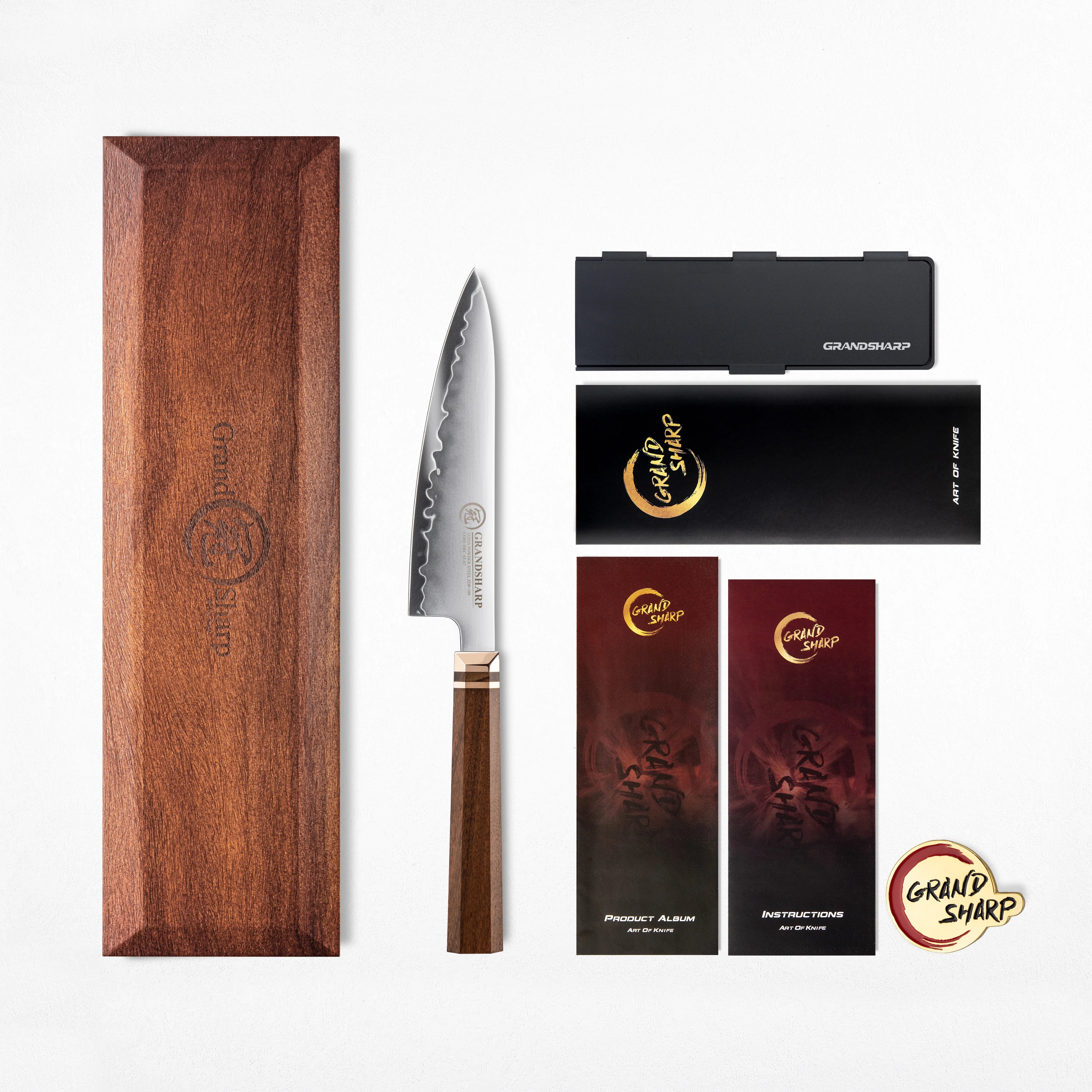 1-5Pcs Kitchen Knife Set ZDP-189 Steel Core 3 Layer Composite Africa Mkuruti Wood&Brass Handle 1-5Pcs Knife Set