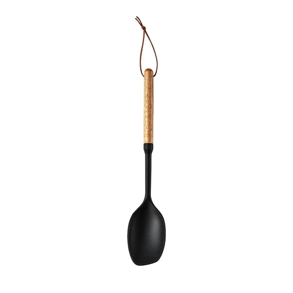 7Pcs Black Silicone Wooden Handle Cooking Tool Non-Stick Kitchen Utensils Silicone Spatula Baking Kitchen Utensils Tool