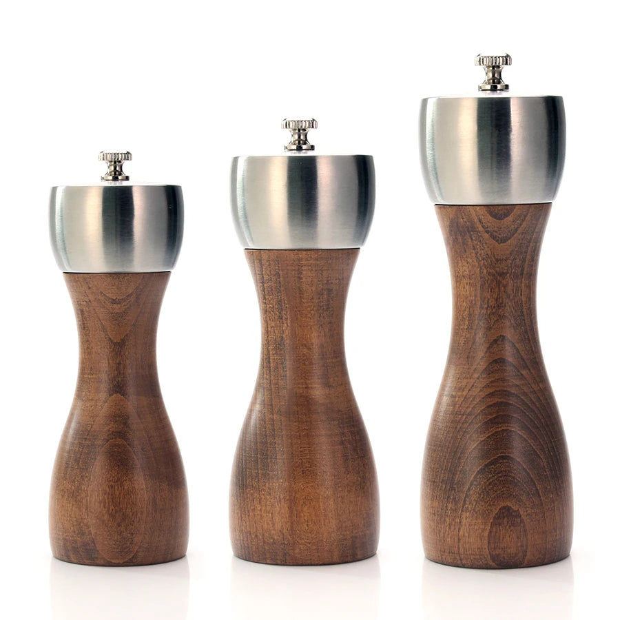 Premium Beech Pepper Mill, Salt and Pepper Grinder - Precision Carbon Steel Rotor Use for Peppercorn, Sea Salt, Pepper