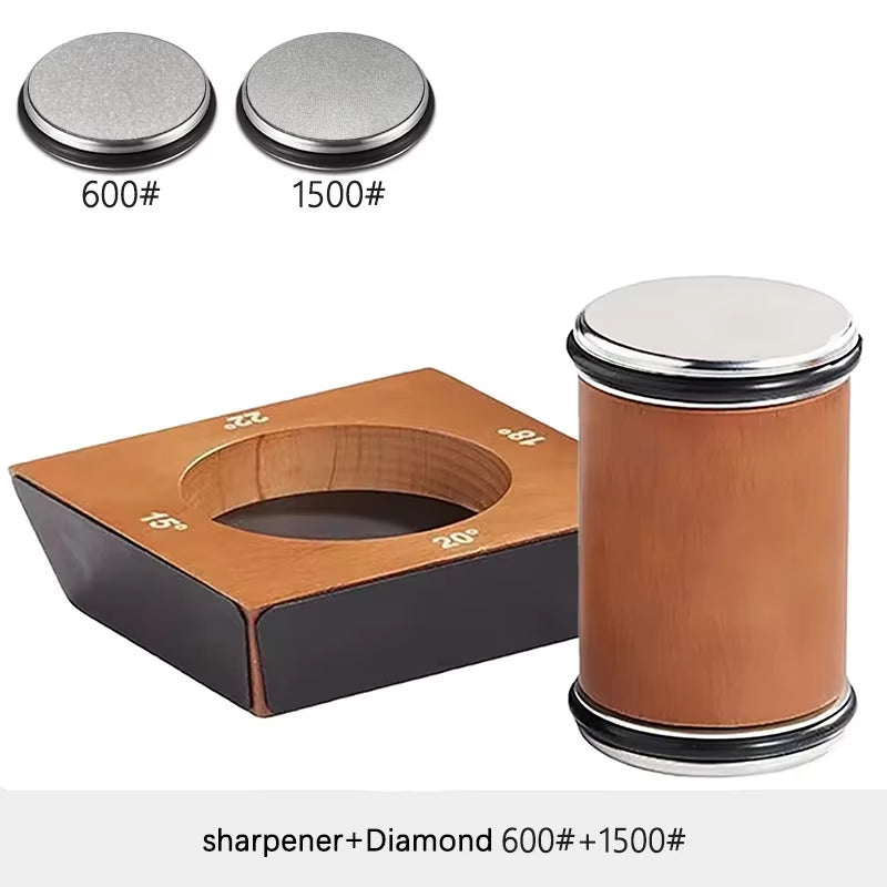 New Wooden【4 Angle】Rolling Knife Sharpener Kit for Straight Edge Roller Knife Sharpening with Industry Diamonds Chef Knife Set