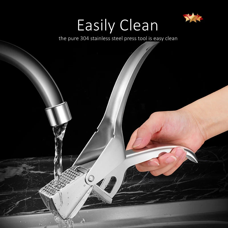 Ultra Thick Pure 304 Stainless Steel Kitchen Garlic Press LFGB Certificated Garlic Masher Durable Ginger Grinder for Barbecue