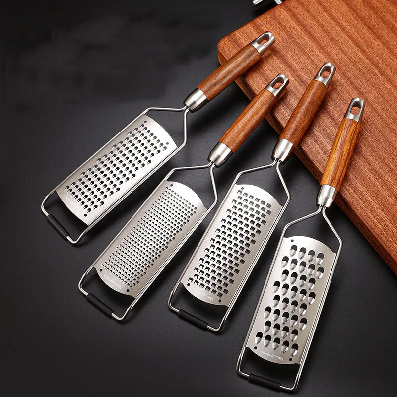 Cheese Grater Food Slicer Stainless Steel Wooden Handheld Multifunction Tools Vegetable Grater Garlic Grinder