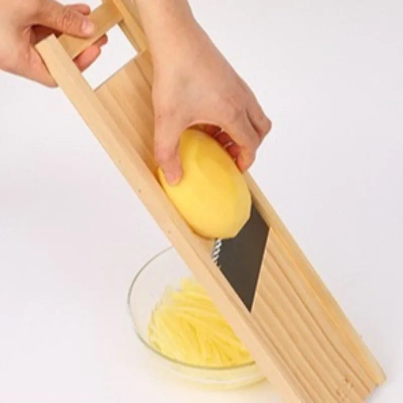 Wooden Kitchen Slicer Adjustable Stainless Steel Blade Multifunctional Universal Slicer Household Vegetable Cutter Kitchen Tools