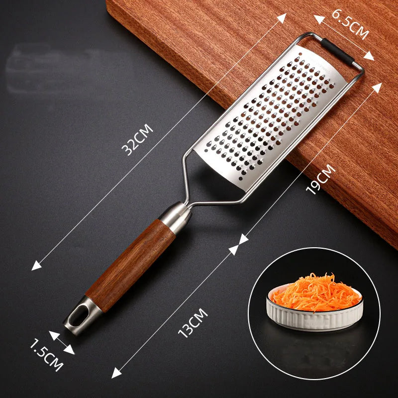 Cheese Grater Food Slicer Stainless Steel Wooden Handheld Multifunction Tools Vegetable Grater Garlic Grinder