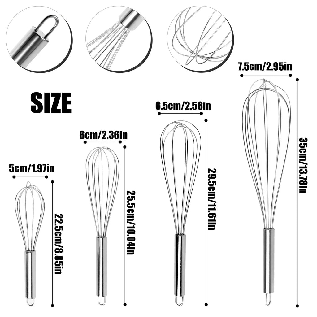 Whisks for Cooking,Wisking Tool,Metal Whisk Set for Non-Stick Cookware,Balloon Egg Beater,Whisking,Beating,Frothing and Stirring