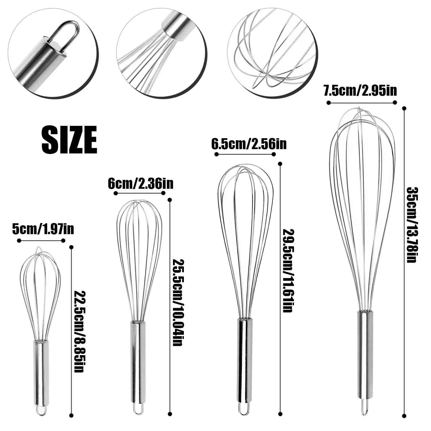 Whisks for Cooking,Wisking Tool,Metal Whisk Set for Non-Stick Cookware,Balloon Egg Beater,Whisking,Beating,Frothing and Stirring