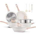 12 Pcs Pots and Pans Set, Granite Nonstick Cookware Sets, Kitchen Cooking Set with Detachable Handle, White