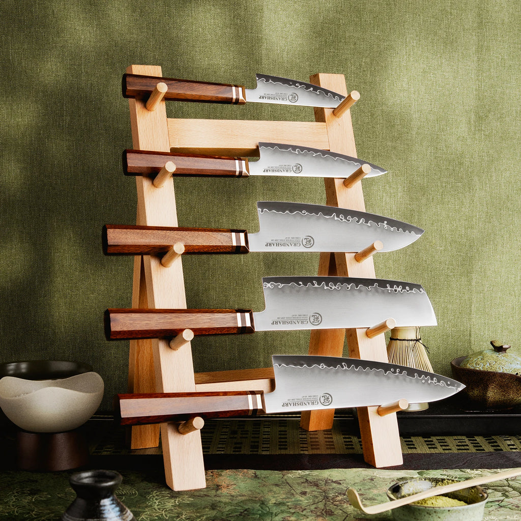 1-5Pcs Kitchen Knife Set ZDP-189 Steel Core 3 Layer Composite Africa Mkuruti Wood&Brass Handle 1-5Pcs Knife Set