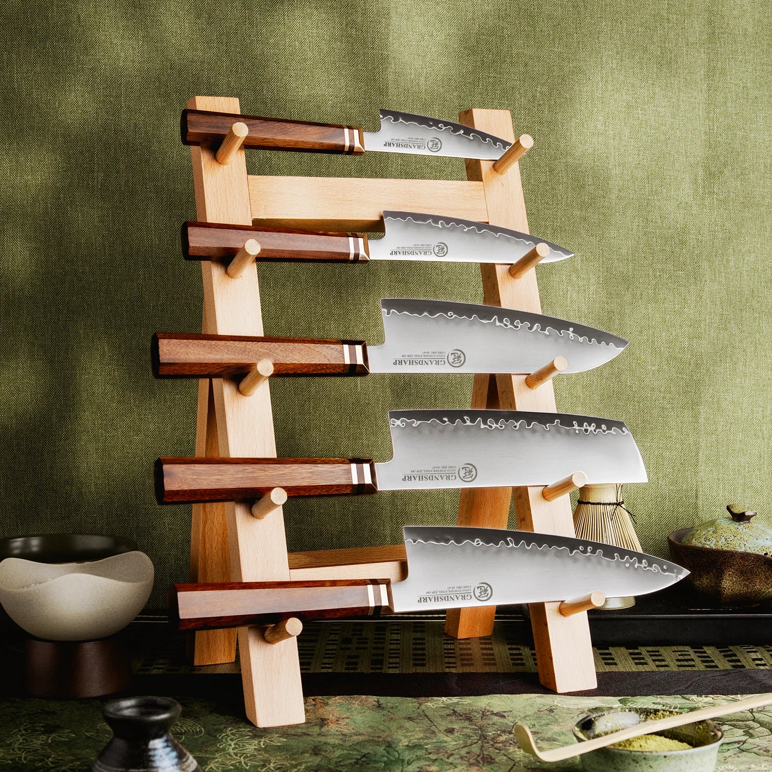 1-5Pcs Kitchen Knife Set ZDP-189 Steel Core 3 Layer Composite Africa Mkuruti Wood&Brass Handle 1-5Pcs Knife Set