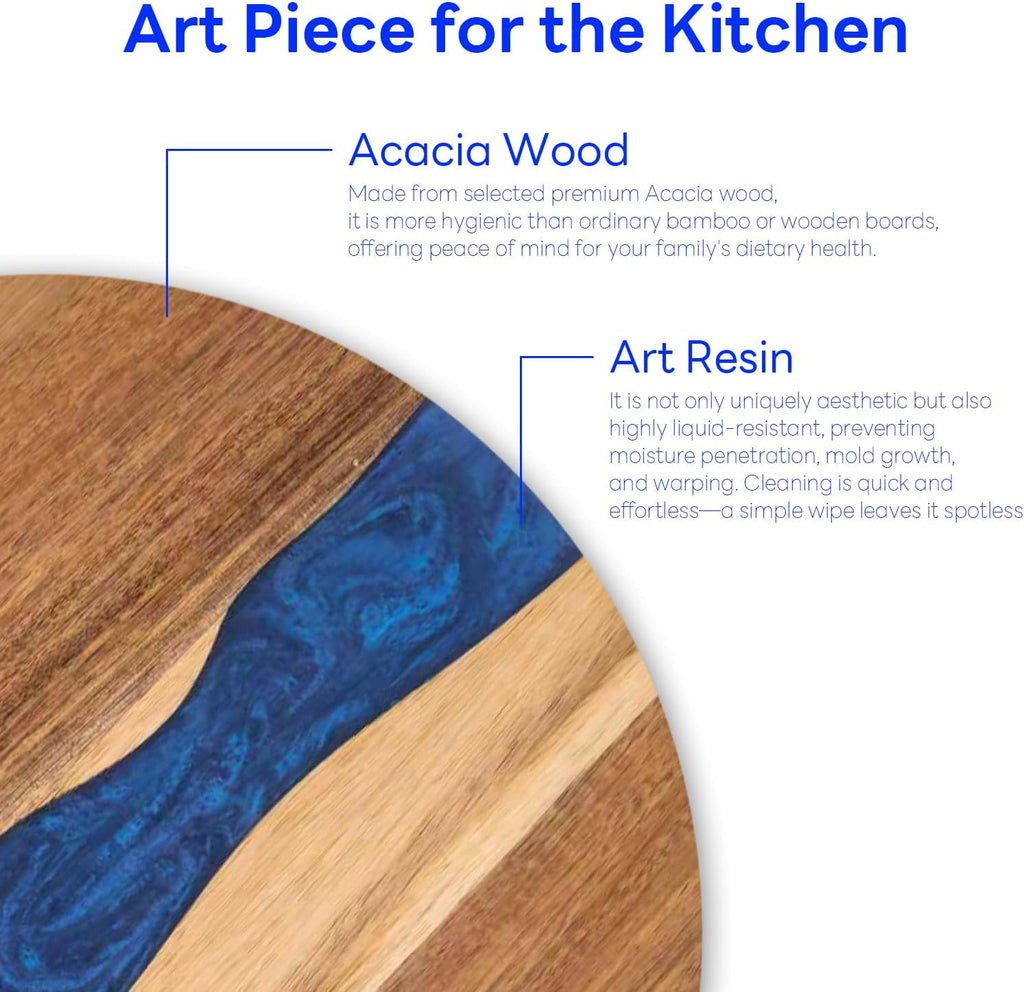 Resin Charcuterie Board and Blue Acacia Wood Cutting Boards Are Suitable for Use in Kitchens, Living Rooms, and Dining Rooms as Cutting Boards (Blue)