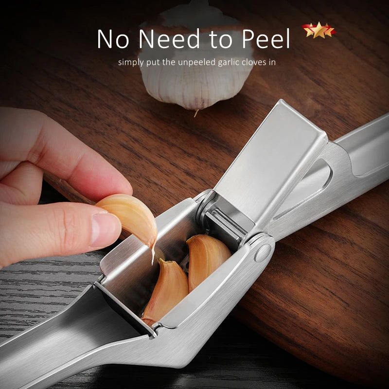 Ultra Thick Pure 304 Stainless Steel Kitchen Garlic Press LFGB Certificated Garlic Masher Durable Ginger Grinder for Barbecue