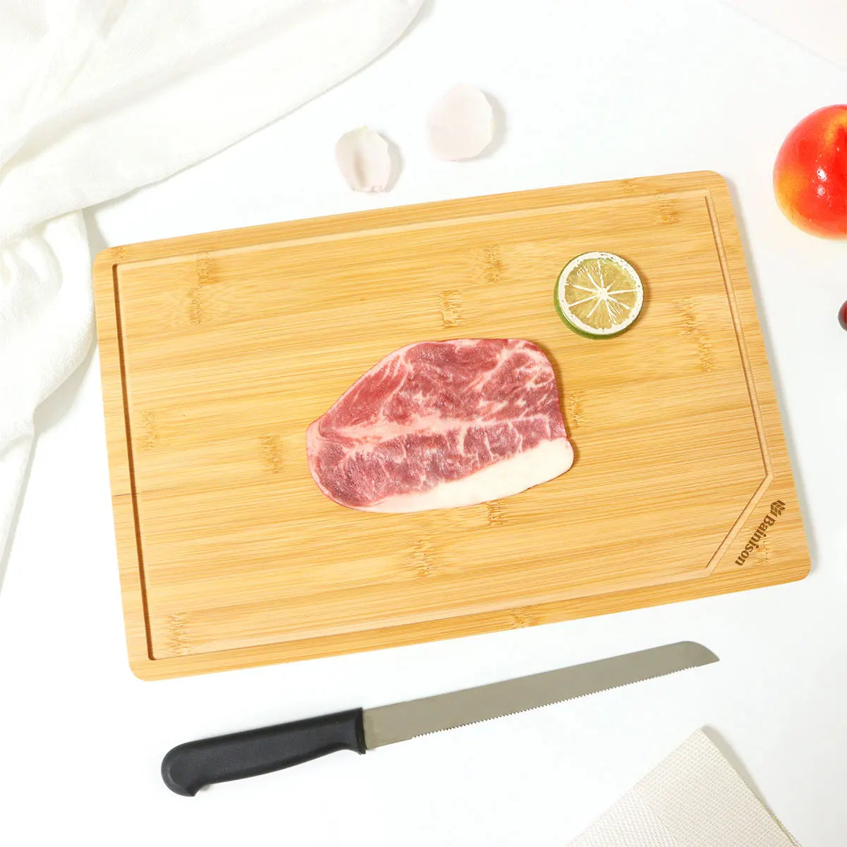 Bainison Bamboo Cutting Board-Camp Kitchen Essentials with Non-Slip Feet,Waterproof Outdoor Chopping Mat for RV Camping & Homev