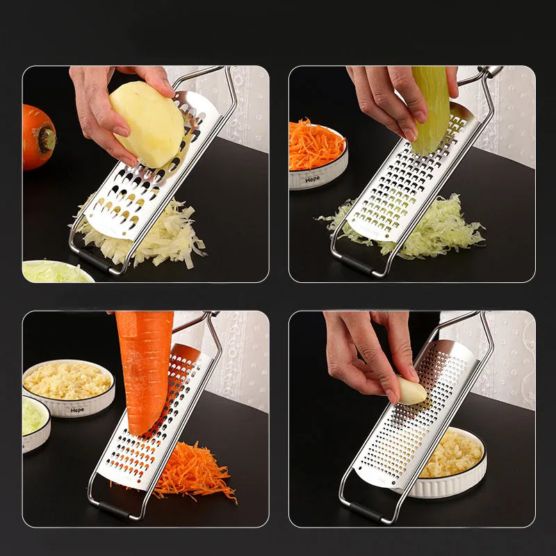 Cheese Grater Food Slicer Stainless Steel Wooden Handheld Multifunction Tools Vegetable Grater Garlic Grinder