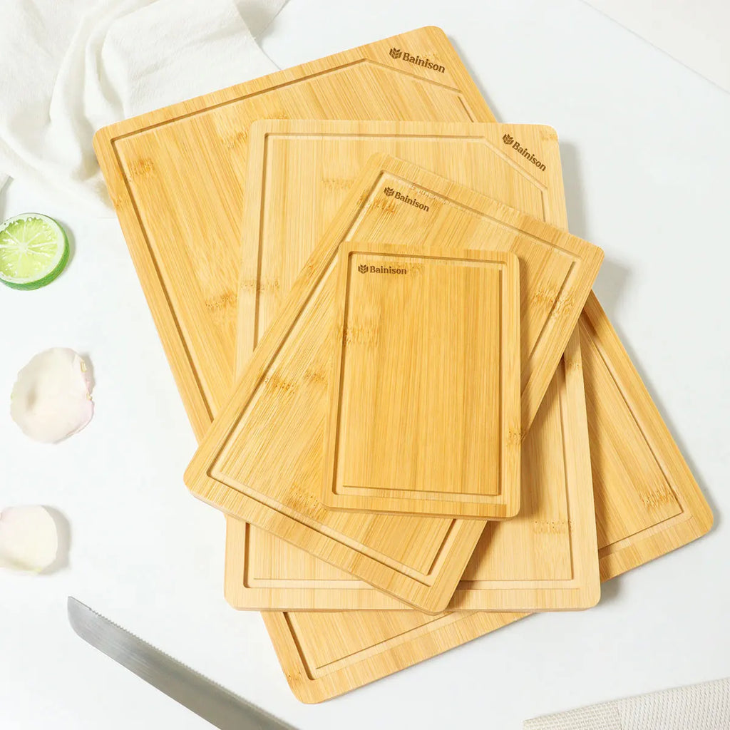 Bainison Bamboo Cutting Board-Camp Kitchen Essentials with Non-Slip Feet,Waterproof Outdoor Chopping Mat for RV Camping & Homev