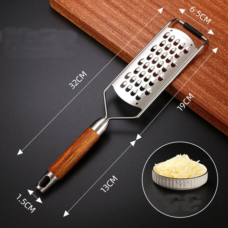 Cheese Grater Food Slicer Stainless Steel Wooden Handheld Multifunction Tools Vegetable Grater Garlic Grinder