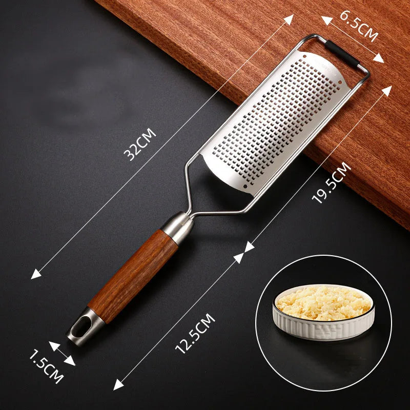 Cheese Grater Food Slicer Stainless Steel Wooden Handheld Multifunction Tools Vegetable Grater Garlic Grinder