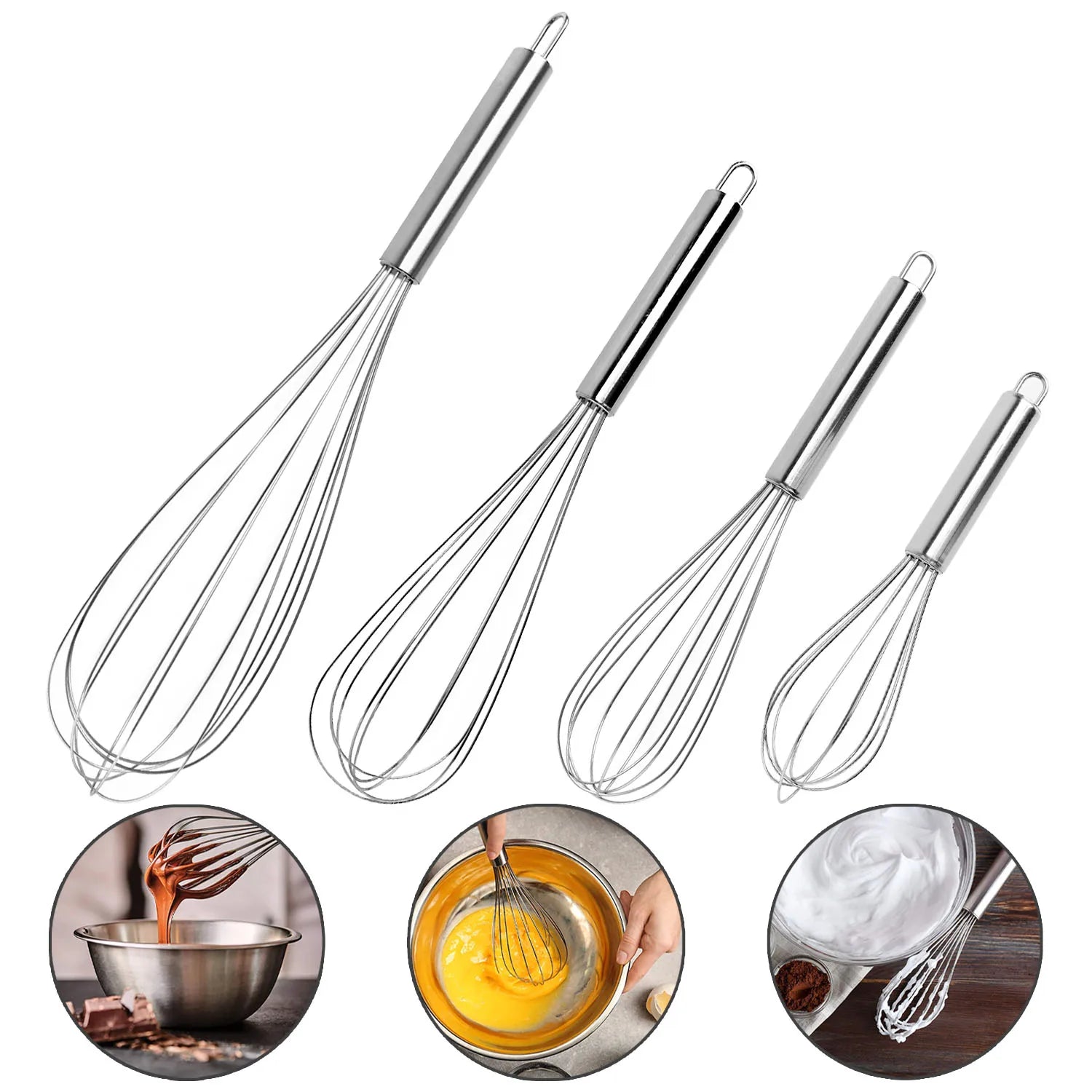 Whisks for Cooking,Wisking Tool,Metal Whisk Set for Non-Stick Cookware,Balloon Egg Beater,Whisking,Beating,Frothing and Stirring