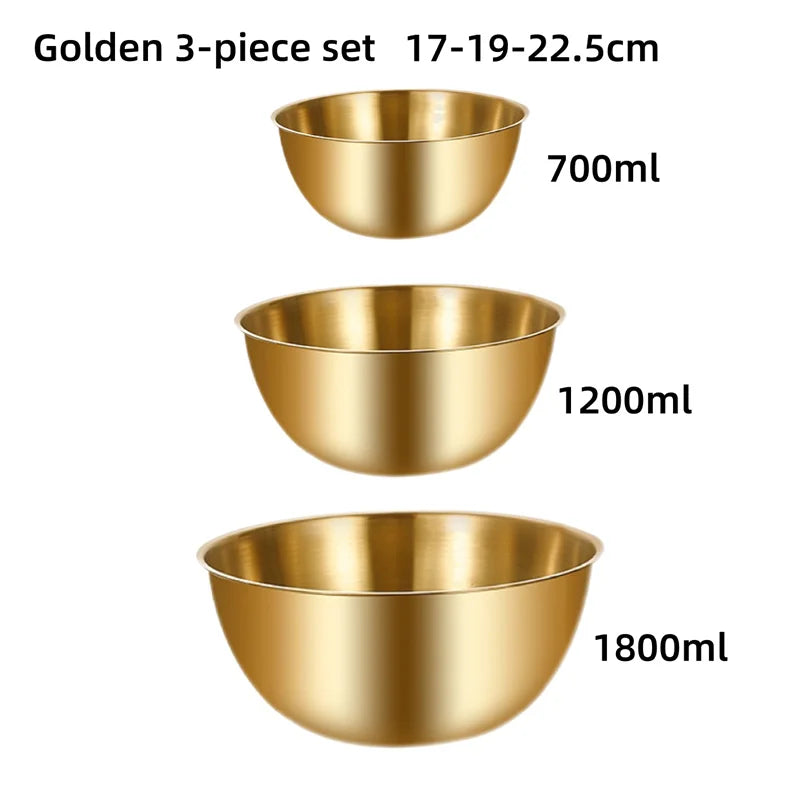 3PCS Stainless Steel Mixing Bowl Set - Kitchen Essentials with Measurement Marks Durable Kitchen Baking Cooking Salad Bowls Set